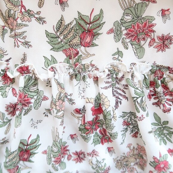 Max Studio White Floral Halter Knee Length Midi Dress With Ruffle Hem Size XS - Picture 13 of 14